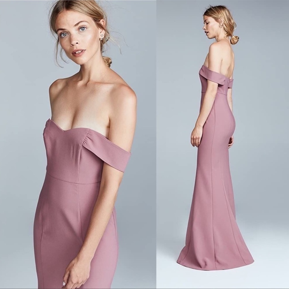Likely Pink Mauve Off Shoulder Mermaid Bartolli Gown Dress in Nostalgia Rose - Picture 2 of 9